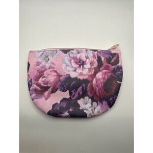 Pink Floral Zipper Pouches Set Of 2 - Ipsy Cosmetic Bags With Rose Gold Accents